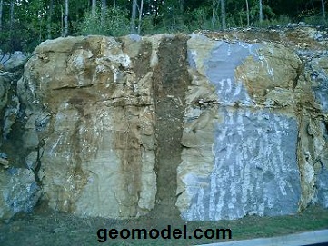 Image of clay soil filling void in limestone