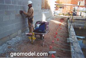 GPR survey of a concrete block wall