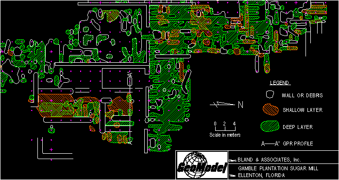 Site map showing results of GPR survey