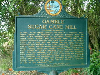 Sign describing the Gamble Sugar Plantation