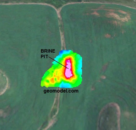 EM Contour Map for brine pit location - GeoModel, Inc.