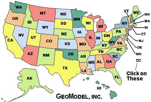 Map of the Untied States of America for ground penetrating radar projects