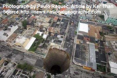 Large sinkhole that opened up in a city in Guatemala